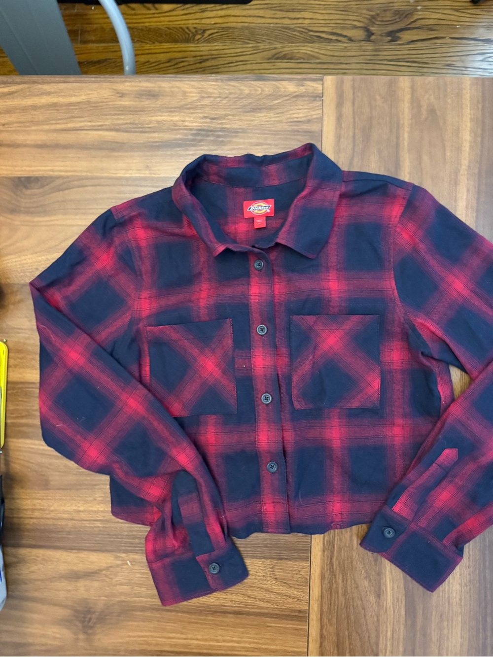 Dickies Red and Black Plaid Button-Front Kids Shirt